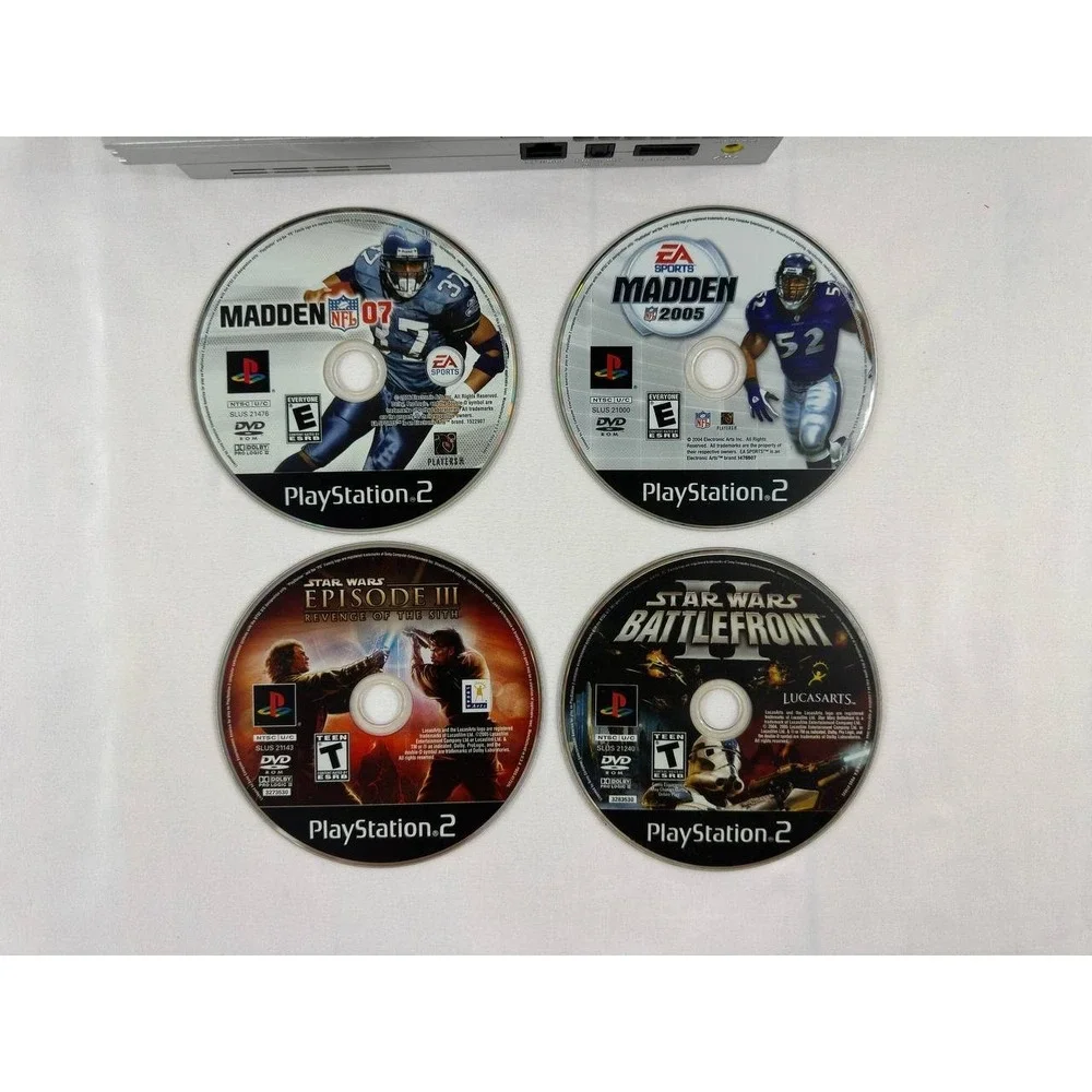 Sony PlayStation 2 PS2 Slim Silver SCPH-77001 Console + 4 Games UNTESTED
